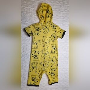 Pokemon Pikachu Hooded Cover Up Romper Kids XS 4/5 Yellow
